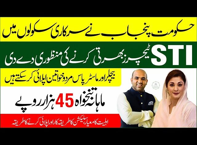 STI Jobs 2025 Advertisement for School Teacher Interns in Punjab